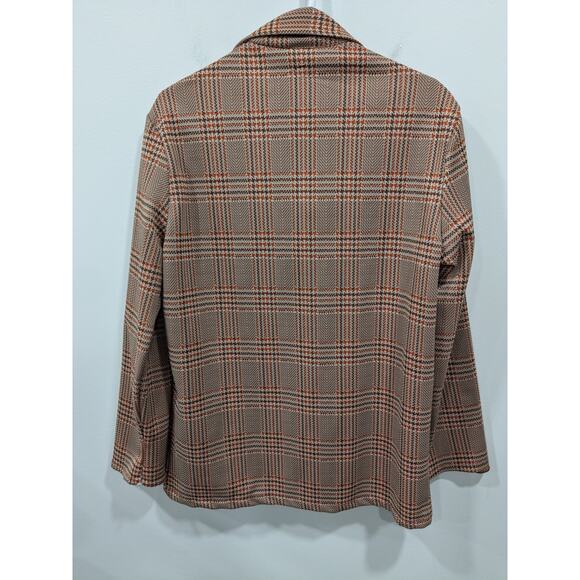 Vintage Montgomery Ward Retro Plaid Brown Orange Tan Jacket Blazer Size Medium - Picture 3 of 5